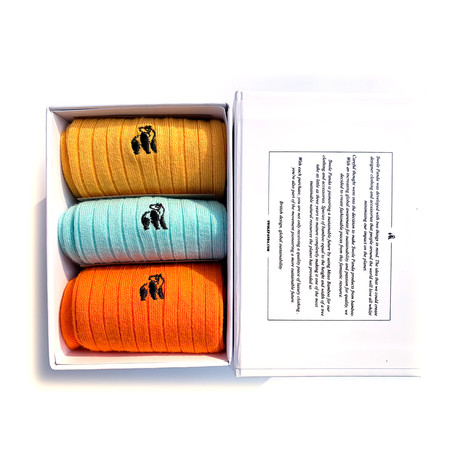 Luxury Super Soft Bamboo Socks // Pack of 3 // Yellow + Blue + Orange