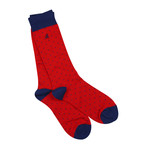 Luxury Super Soft Bamboo Socks // Pack of 3 // Blue + Red