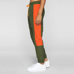 Wind-Tek Vented Joggers // Army + Orange (Small)