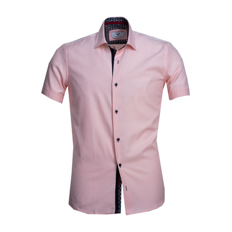 Short Sleeve Button Up // Solid Light Pink (XL)