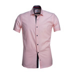 Short Sleeve Button Up // Solid Light Pink (XL)