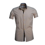 Short Sleeve Button Up Shirt // Solid Peach (L)