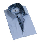 Short-Sleeve Button Up // Solid Light Blue (XL)