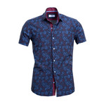 Short-Sleeve Button Up // Navy Blue Floral (S)