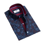 Short-Sleeve Button Up // Navy Blue Floral (S)
