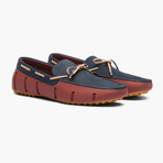 Braided Lace Nubuck Lux Loafer Driver // Red Lacquer + Navy + Gum (US: 7)