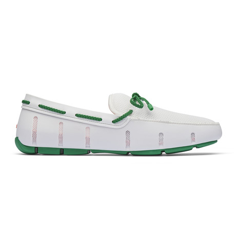Braided Lace Loafer // White + Jolly Green (US: 7)