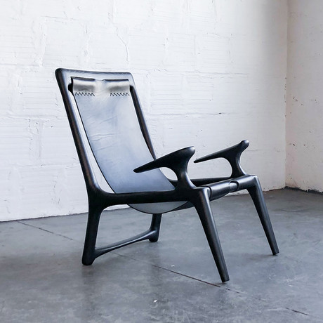 Sling Chair // Charcoal Ash (Black Leather)