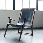 Sling Chair // Walnut (Black Leather)