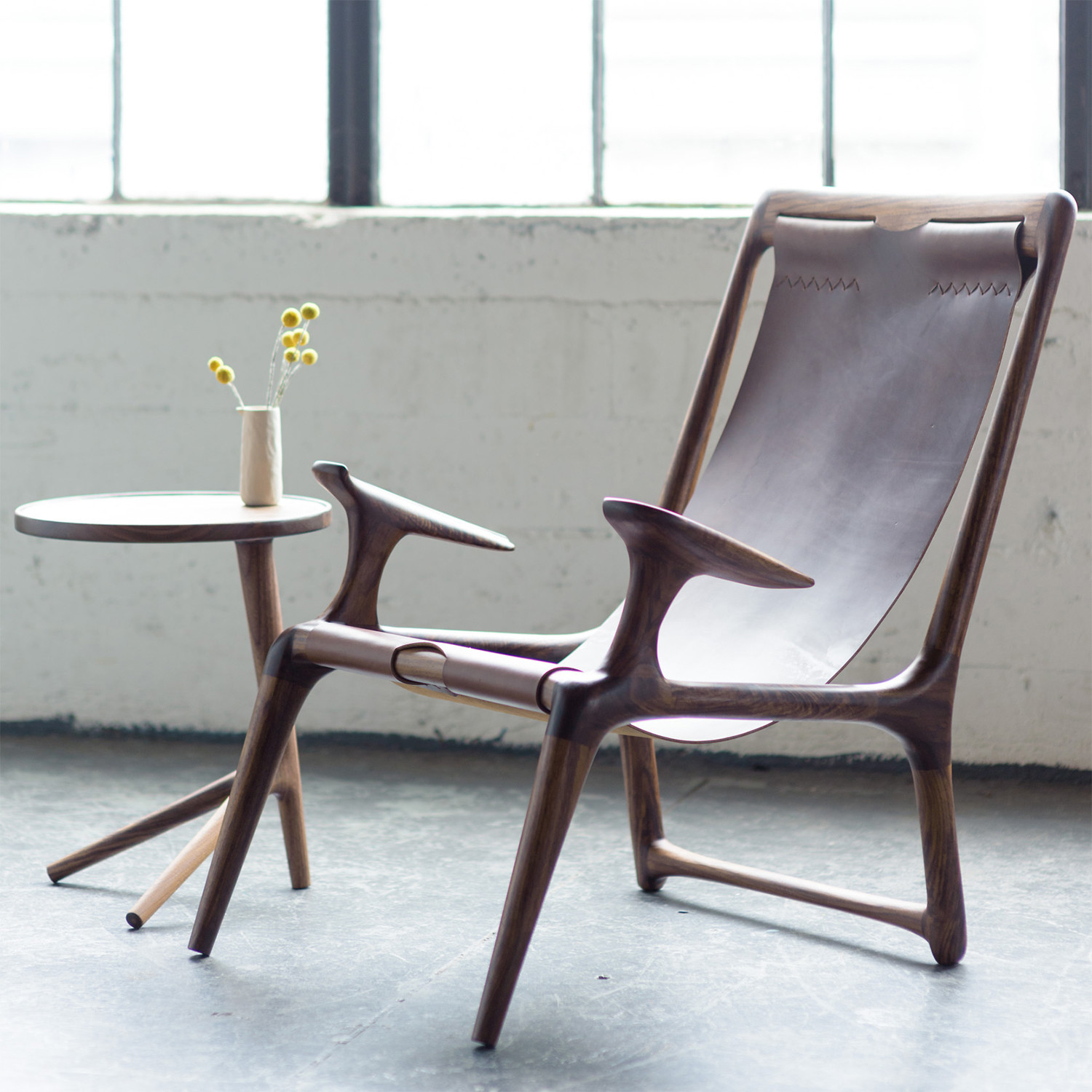 Sling Chair // Walnut (Black Leather) Fernweh