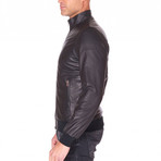College Bomber Leather Jacket // Black (Euro: 46)