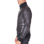 Alex Bottoni Bomber Jacket Leather Jacket // Black (Euro: 50)