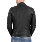 Kevin Biker Black Leather Jacket // Black (Euro: 48)