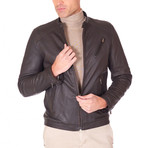 Carson Biker Leather Jacket // Brown (Euro: 44)