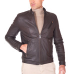 Carson Biker Leather Jacket // Brown (Euro: 56)