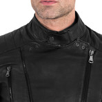 Kevin Biker Black Leather Jacket // Black (Euro: 50)