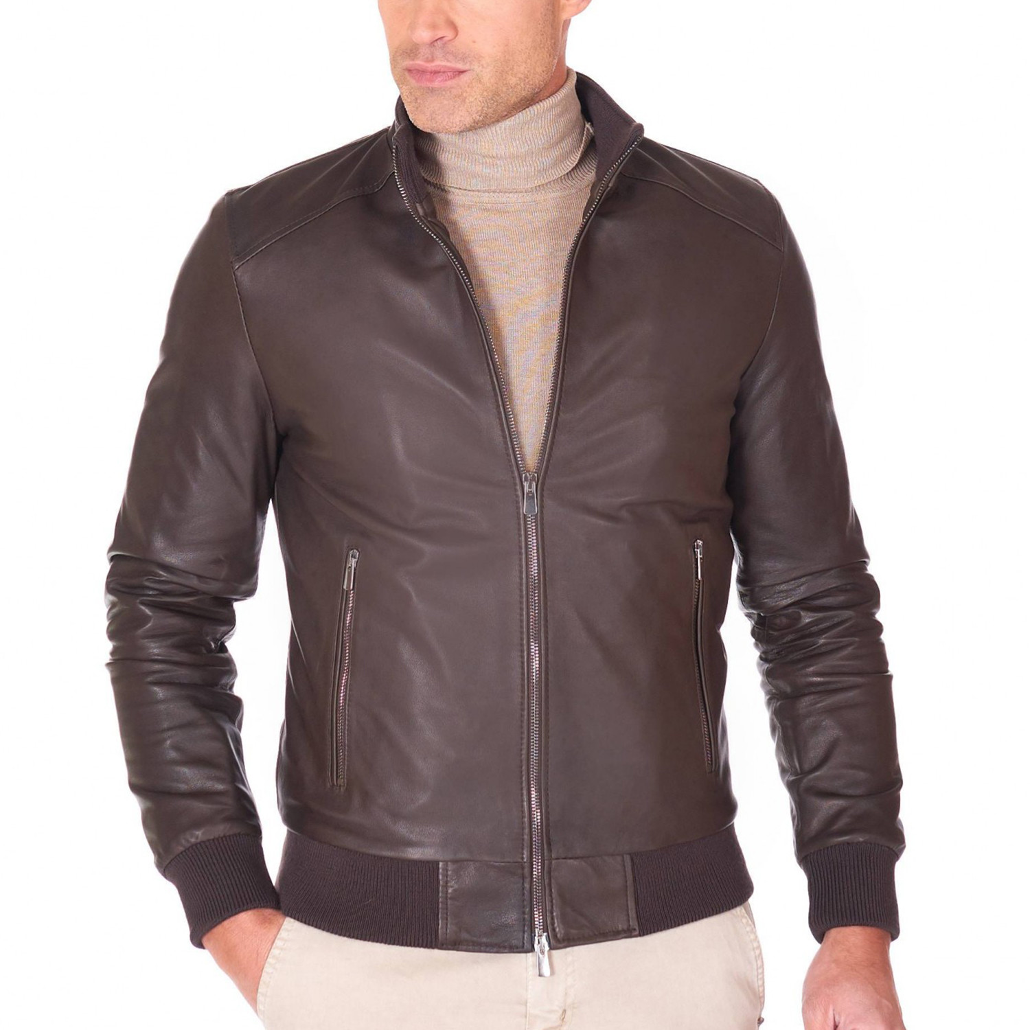College Bomber Leather Jacket // Brown (Euro: 52) - AD Milano - Touch ...