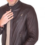 Carson Biker Leather Jacket // Brown (Euro: 48)
