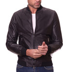 Bomber Leather Jacket // Black (Euro: 52)