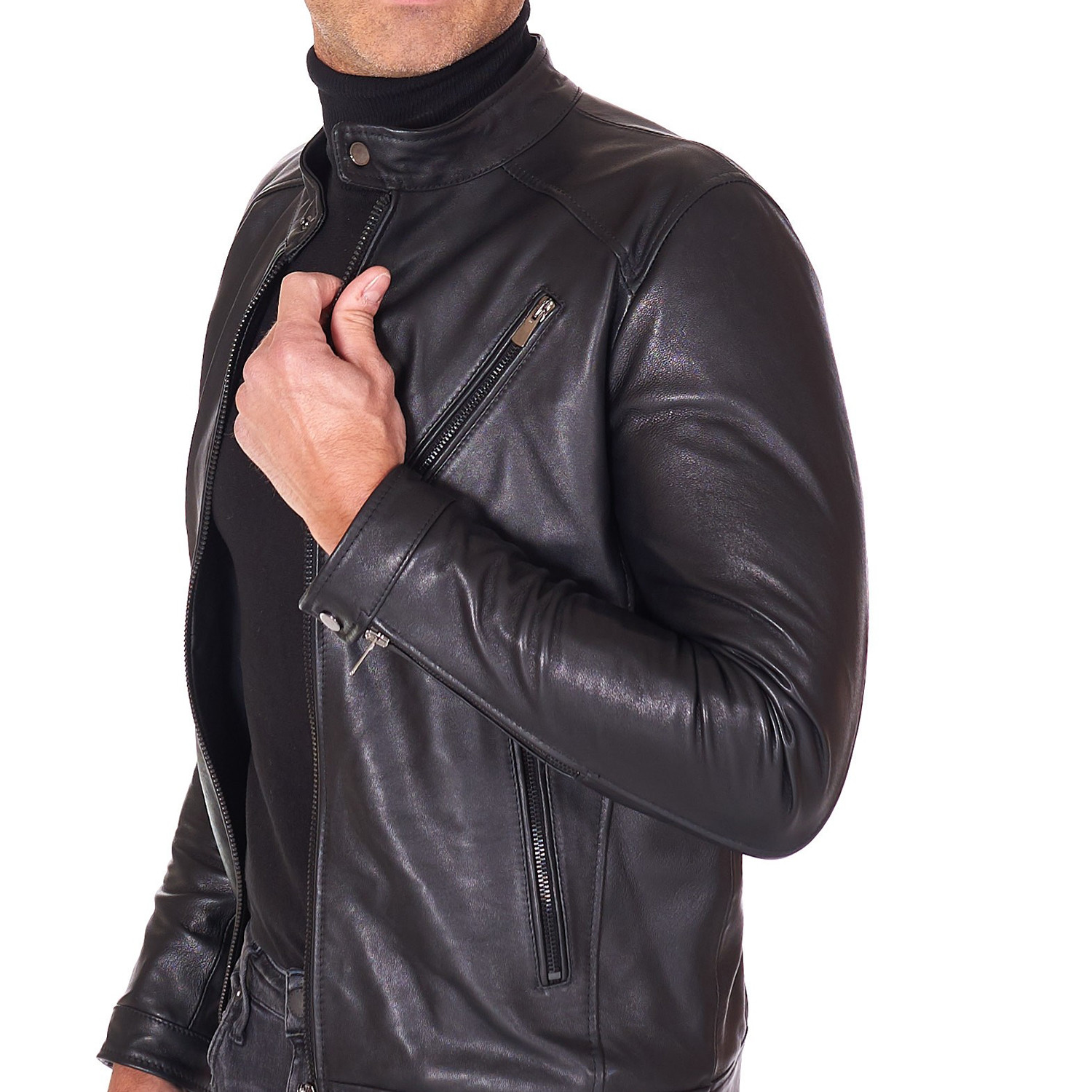 Carson Biker Leather Jacket // Black (Euro: 46) - AD Milano - Touch of ...