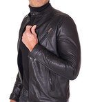 Carson Biker Leather Jacket // Black (Euro: 50)