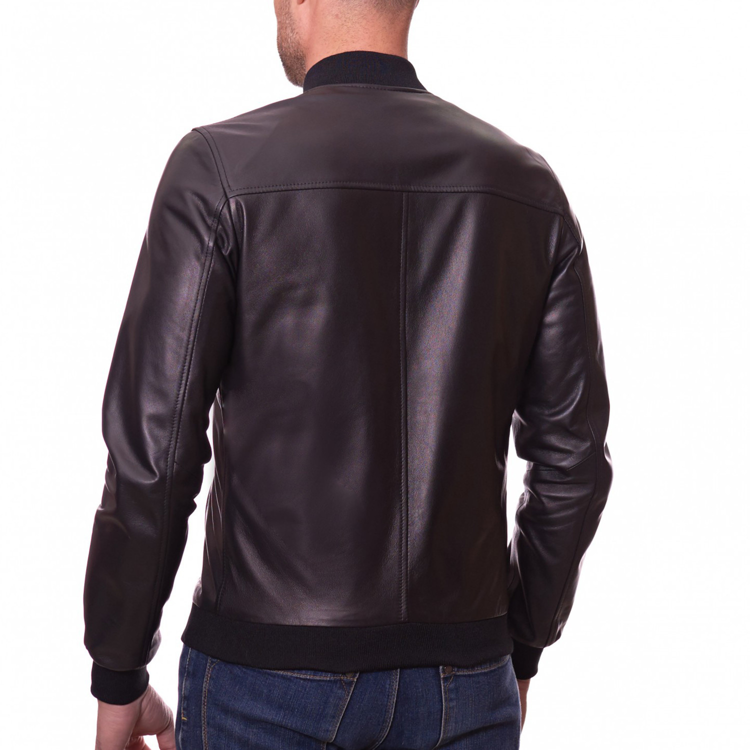 Bomber Leather Jacket // Black (Euro: 56) - D'Arienzo collezioni ...