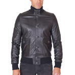 Alex Bottoni Bomber Jacket Leather Jacket // Black (Euro: 48)