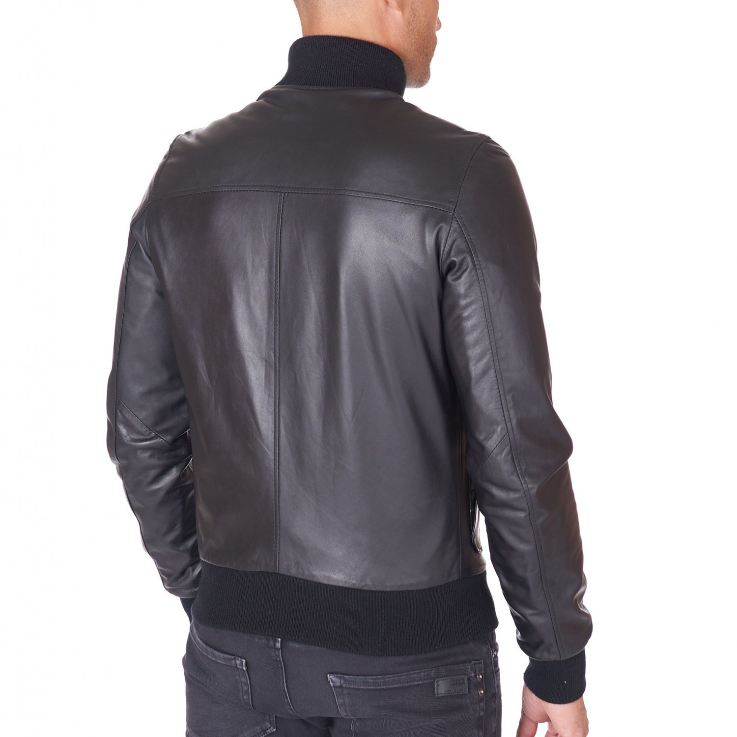 Alex Bottoni Bomber Jacket Leather Jacket // Black (Euro: 44) - AD ...
