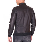 College Bomber Leather Jacket // Black (Euro: 58)
