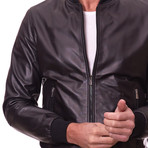 Bomber Leather Jacket // Black (Euro: 46)