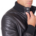 Alex Bottoni Bomber Jacket Leather Jacket // Black (Euro: 56)