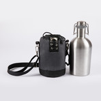 Insulated Growler Tote + 64 oz. Stainless Steel Growler (Gray/Black + Silver Growler)