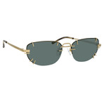 Y/Project // Unisex 2C2 Sunglasses // Horn + Light Gold + Solid Olive Green