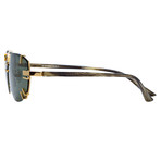 Y/Project // Unisex 2C2 Sunglasses // Horn + Light Gold + Solid Olive Green