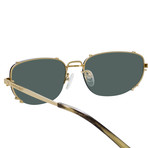 Y/Project // Unisex 2C2 Sunglasses // Horn + Light Gold + Solid Olive Green