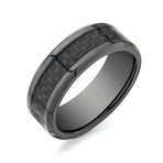Polished Carbon Fiber Center Comfort Fit Ring // Black (7.5)