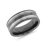 Two-Tone Brushed + Polished Lined Comfort Fit Ring (8.5)