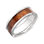 Tungsten Carbide Wood Inlay Ring (7.5)