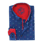 Bowtie Button-Up Shirt // Navy (L)