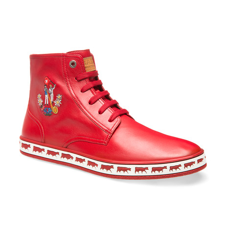 Bally // Alpistar Leather High Top Sneakers // Red (US: 8)