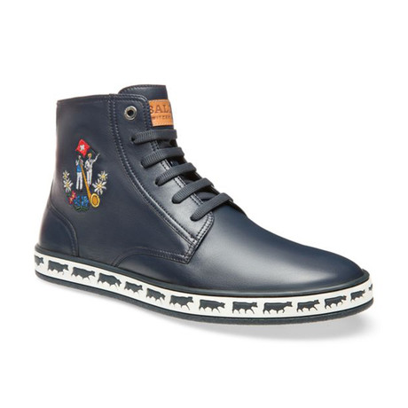 Bally // Alpistar Leather High Top Sneakers // Blue (US: 8)