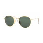 Unisex Round Metal Sunglasses // Gold + Green