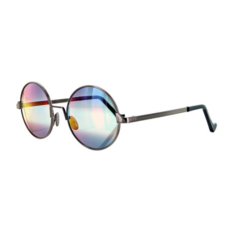 Unisex Round Sunglasses // Storm Blue + Nickel