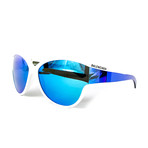 Women's Cat Eye Sunglasses // White + Gray + Blue