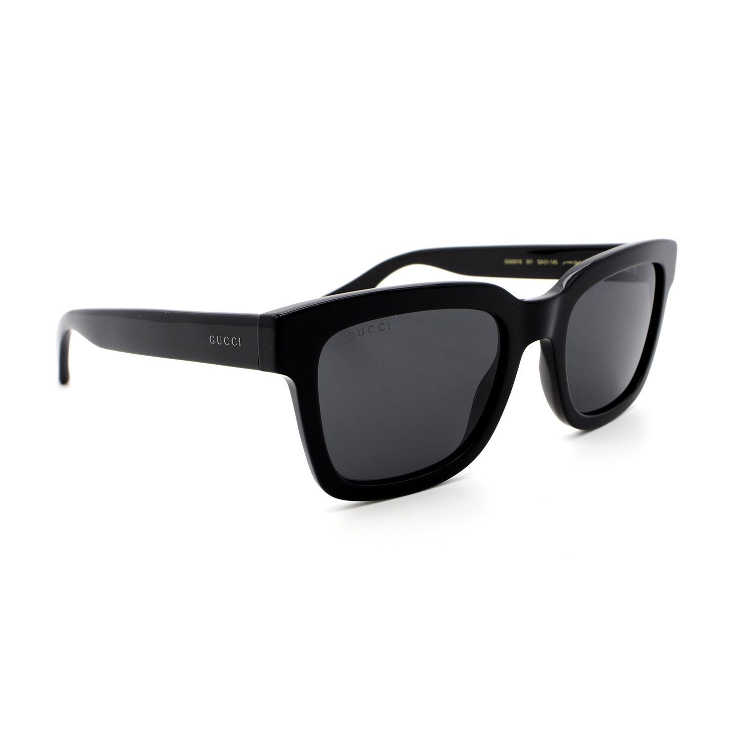 Men S Gg0001s 001 Square Sunglasses Shiny Black Gray Gucci
