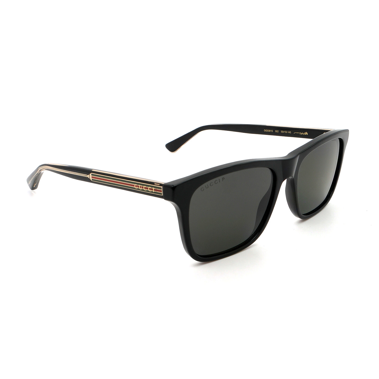 Men S Polarized Rectangular Sunglasses Shiny Black Gray Gucci Touch Of Modern