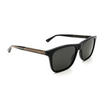 Men's Polarized Rectangular Sunglasses // Shiny Black + Gray