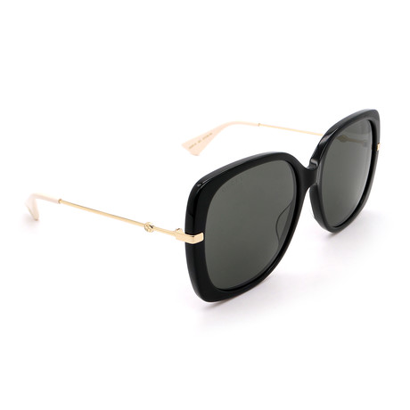 Women's Oversized Square Sunglasses // Black + Gold