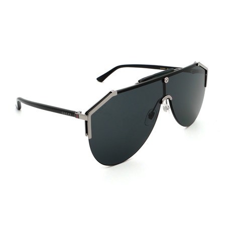 Men's GG0584S-001 Large Aviator Sunglasses // Gray + Gunmetal Black