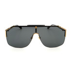 Men's Flat Aviator Sunglasses // Gold + Black + Gray